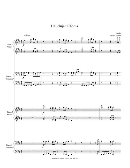 Hallelujah Chorus 2 piano 8 hand duet parts cover page 00021