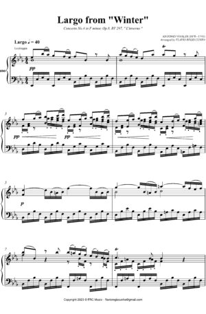 Antonio Vivaldi: Largo from “Winter” Concerto No. 4 in F minor, Op. 8 RV 297 L’ inverno (for Piano)