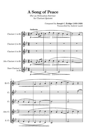 Joseph C. Bridge | A Song Of Peace (arr. for Clarinet Quintet)