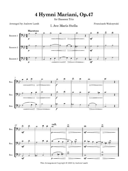 4 Hymni Mariani Op 47 Bassoon Full Score Page 1