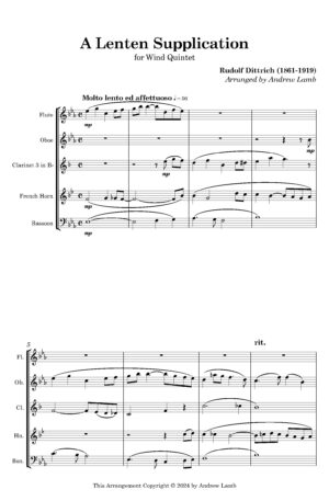 Rudolf Dittrich | A Lenten Supplication (arr. for Wind Quintet)