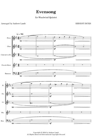 Ernest A. Dicks | Evensong (Arr. for Wind Quintet)