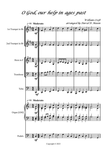 O God our help in ages past Brass Quintet Organ Score and parts page 002