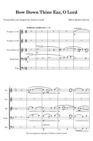 Alfred Herbert Brewer | Bow Down Thine Ear, O Lord (arr. for Brass Quintet)
