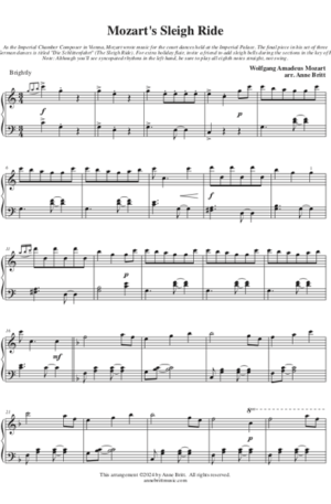 Mozart’s Sleigh Ride – Early Intermediate Piano Solo