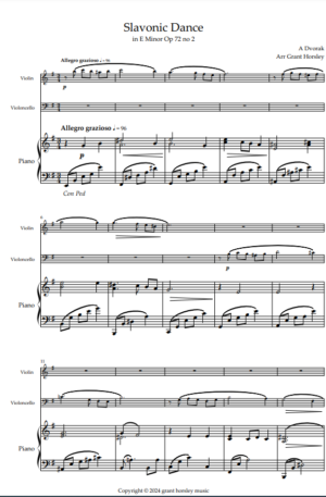 Slavonic Dance op 72 no 2 Dvorak. For Violin, Cello and Piano.
