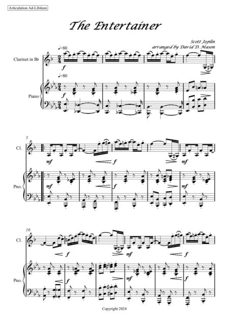 The Entertainer Clarinet Score and parts page 002