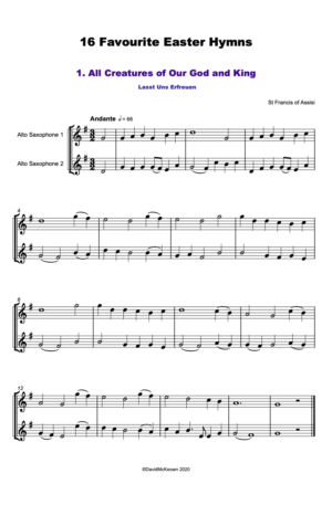 16 Favourite Easter Hymns for Alto Saxophone Duet