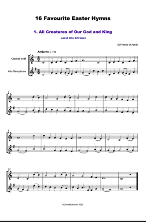 16 Favourite Easter Hymns for Clarinet and Alto Saxophone Duet