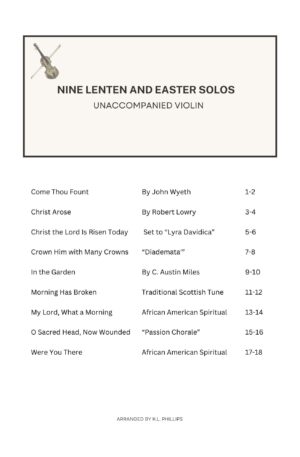 Nine Lenten and Easter Solos – Unaccompanied Violin