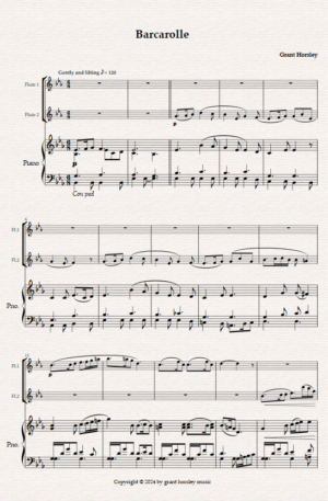 “Barcarolle” Original For Flute Duet and Piano.