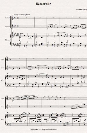 “Barcarolle” Original For Violin Duet and Piano.