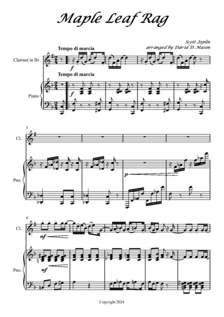 Maple Leaf Rag Clarinet Score and parts page 002 1