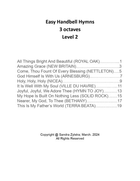 Easy Handbell Hymns 3 octave handbell book page 00031