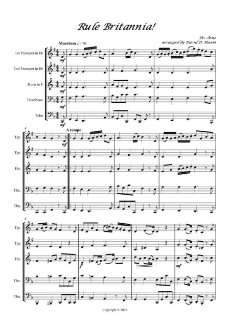 Rule Britannia Brass Quintet Score and parts page 002