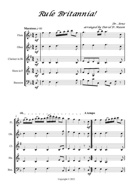 Rule Britannia Wind Quintet Score and parts page 002
