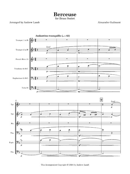 Brass Quintet Guilmant Berceuse Full Score Page 02