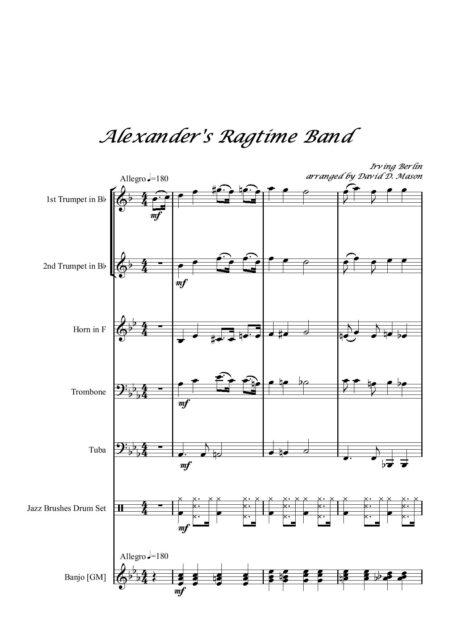 Alexander s Ragtime Band Brass Quintet Score and parts page 002