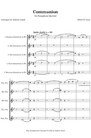 Alfred R. Gaul | Communion | for Saxophone Quintet