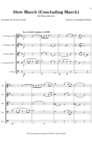 Francis Cunningham Woods | Slow March (Concluding Voluntary) | for Brass Quintet