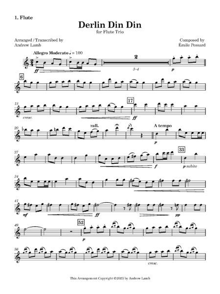 Derlin Din Din Morning Song Flute. 1. Flute Page 1