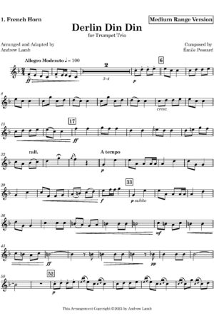Émile Pressard | Derlin Din Din (Chant du Matin) | for Brass Trio