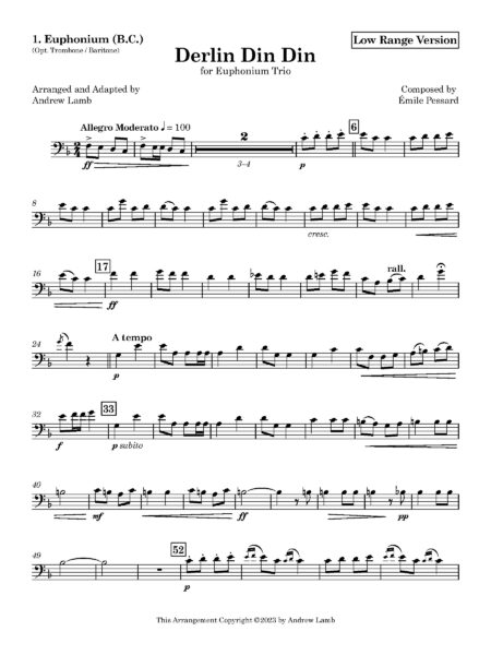 Derlin Din Din Morning Song Low Brass 1. Euphonium B.C. Page 1