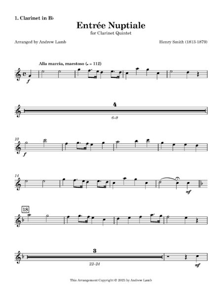 Clarinet Choir Smith Entree Nuptiale 1. Clarinet in Bb Page 2