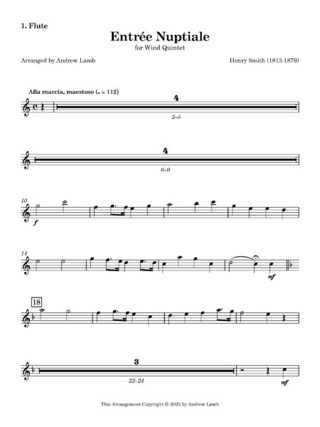 Wind Quintet Smith Entree Nuptiale 1. Flute Page 2