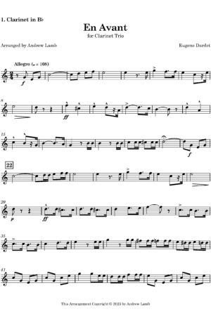 Eugene Dardet | En Avant | Forward | for Clarinet Trio