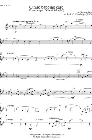 O mio babbino caro for Concert Band (Gr 2.5) Puccini arr. L. C. Harnsberger