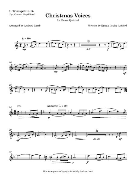 Emma Louise Ashford | Christmas Voices | for Brass Quintet - Image 2