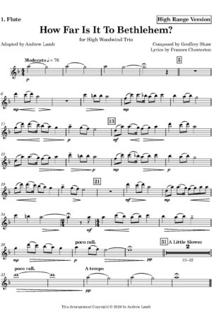 Geoffrey Shaw | How Far Is It To Bethlehem? | for Flexible Wind Trio [High Register]