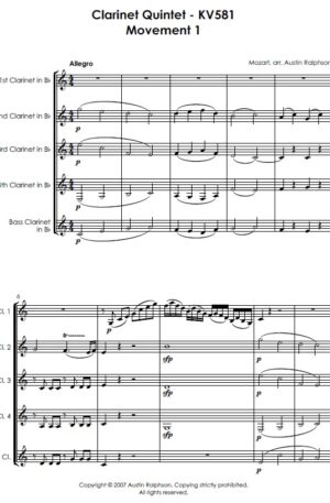 Mozart Clarinet Quintet KV581 (1st movement) – clarinet quintet