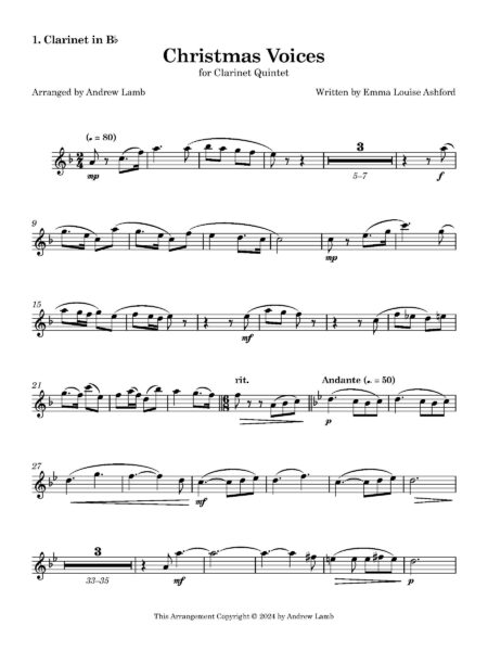 Clarinet Christmas Voices 1. Clarinet in Bb Page 1