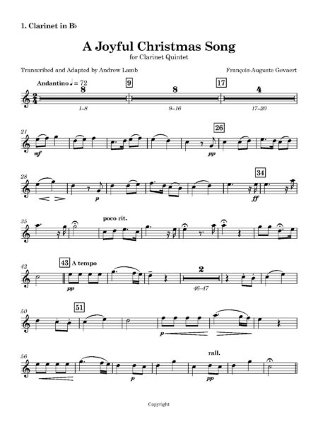 A Joyful Christmas Song 1. Clarinet in Bb Page 1