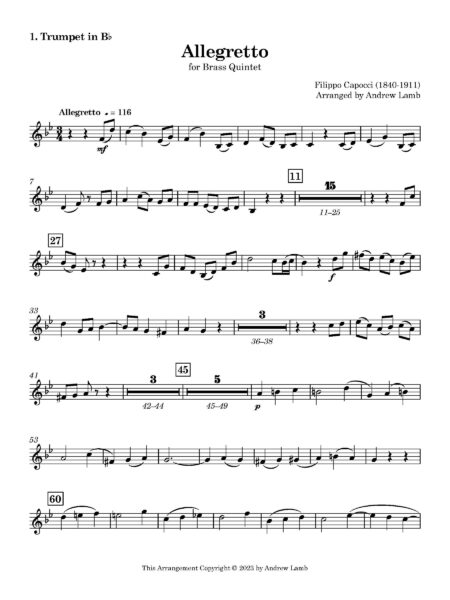 Brass Quintet Capocci F Allegretto 1. Trumpet in Bb Page 1