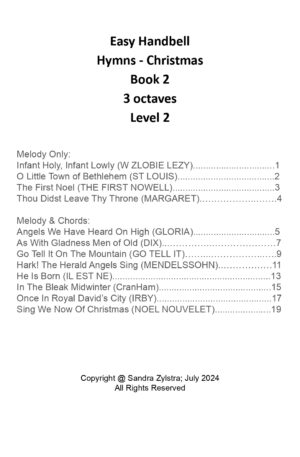 Easy Handbell Hymns -Christmas, Book 2 -3 octave handbells