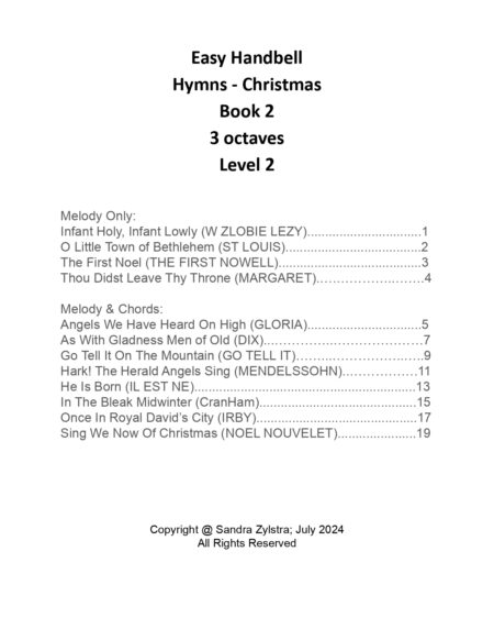 Easy Handbell Hymns Christmas Book 2 3 octave hadbells cover page 00031