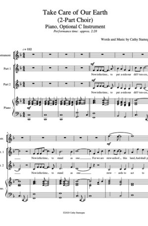 Take Care of Our Earth (Piano, Optional C Instrument) for Unison, 2-Part Choir; Accompaniment Track