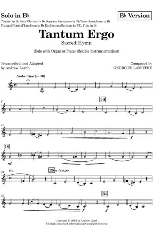 Tantum Ergo (Lamothe, arr. for Solo Brass)