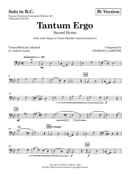 SP1 Lamothe Tantum Ergo Bb 01 Solo BC Solo in B.C. Page 1