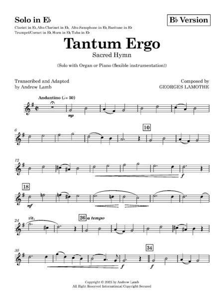 SP1 Lamothe Tantum Ergo Bb 01 Solo Eb High Solo in Eb Page 1