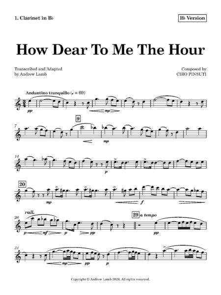 How Dear To Me The Hour Bb Version 1. Clarinet in Bb Page 1