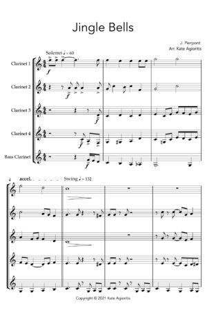 Jingle Bells – Jazz Arrangement for Clarinet Quintet