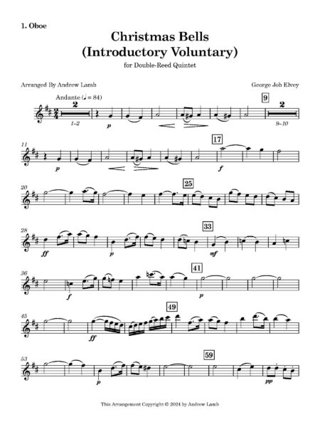 Double Reed Elvey GJ Christmas Bells 1. Oboe Page 1