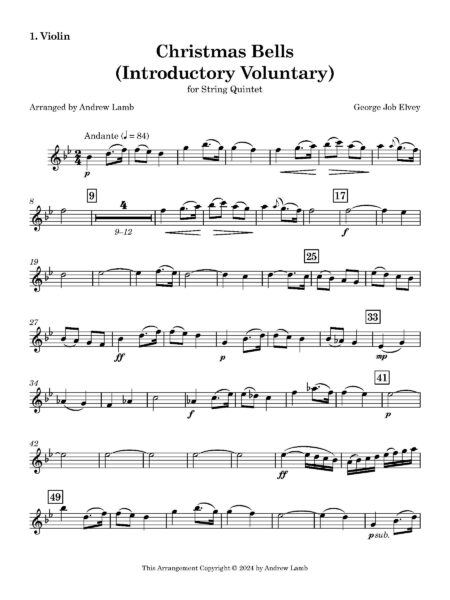 String Elvey GJ Christmas Bells 1. Violin Page 1