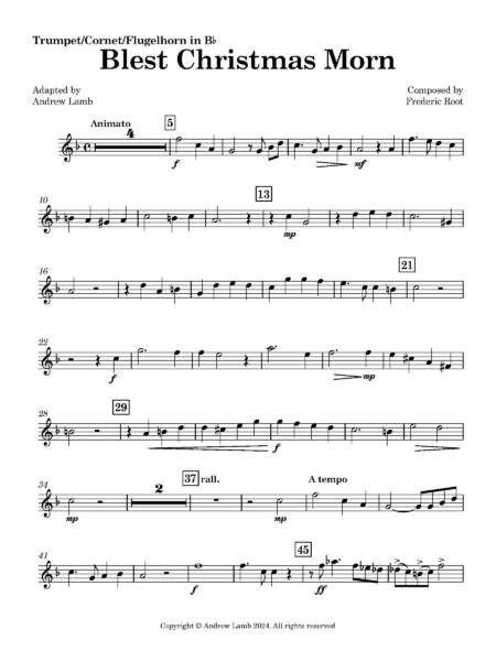 Blest Christmas Morn Bb Brass Trumpet Cornet Flugelhorn in Bb Page 1