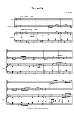 “Barcarolle” Original For Flute, Clarinet and Piano.