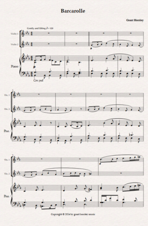 “Barcarolle” Original For Violin Duet and Piano.